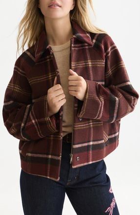 Scotch & Soda Checked Wool Blend Short Jacket in Bitter Chocolate at Nordstrom, Size X-Large
