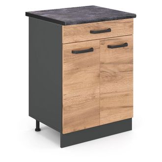 Vicco Mueble Bajo De Cocina R-line, Roble Dorado, 60 Cm, Et Antracita