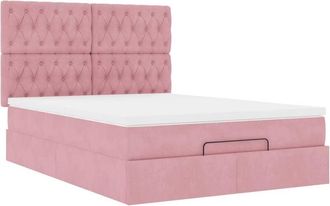 vidaXL Vidaxl - Estructura Cama Otomana Con Colchones Terciopelo Rosa 140x190cm