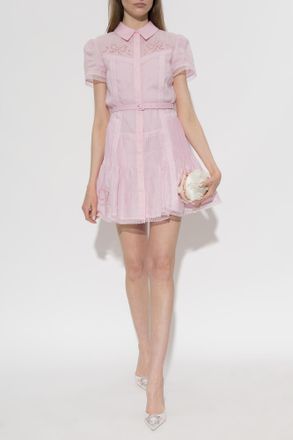 Self Portrait Dress With Belt, Womens, Pink