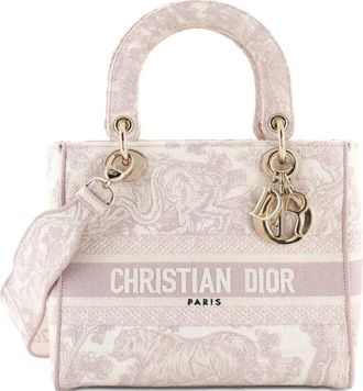 Dior Borsa tote Lady D-Lite in tela di Jouy - Toni neutri