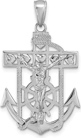 Diamond2Deal 14k White Gold Mariners Crucifix Pendant