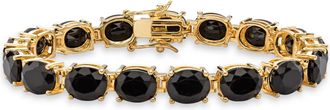Palm Beach Jewelry Genuine Black Onyx Gold-Plated Oval-Cut Tennis Bracelet 7.5