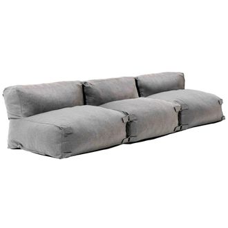 Oviala Mueble de jard&iacute;n modular de 3 plazas gris