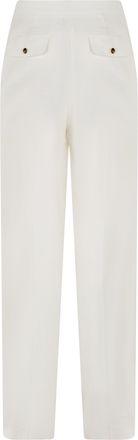Elisabetta Franchi Womens Straight Trousers High-Waisted Ivory Linen