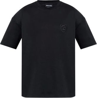 Giorgio Armani T-shirt con placca logo - Nero