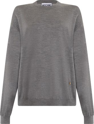 Moschino Trui met ronde hals - Dames - Ronde hals truien - Grijs - XL - Wol - Truien & Vesten