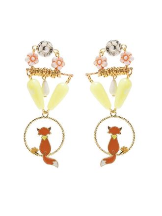 Amir Slama cat motif drop earrings - Yellow