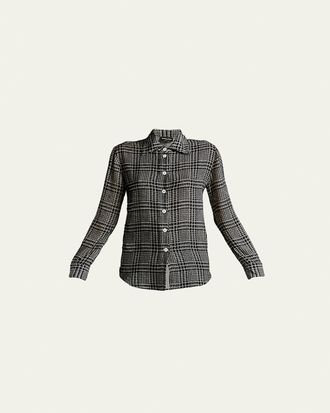 Giorgio Armani Flocked Check Silk Blouse