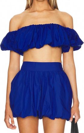 Susana Monaco Puff Sleeve Crop Top In Nocturnal