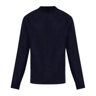 Jil Sander Round-neck Knitwear, male, Blue, Size: 2XL Crew-neck Wool Sweater
