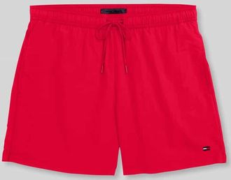 Tommy Hilfiger Regular Fit Badehose mit Logo Stitching in Rot, Gr&ouml;&szlig;e XXL