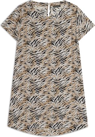 Freddy Vestito midi in viscosa animalier con maniche corte