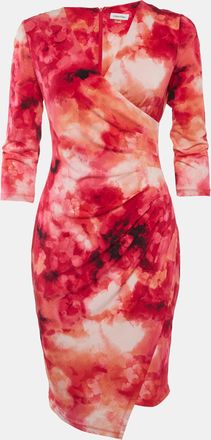 Calvin Klein Multicolour Floral Pattern Jersey Asymmetric Mini Dress