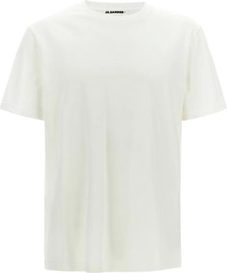 Jil Sander Tops, Heren, Wit, M, Katoen, Katoenen T-shirt met ronde hals
