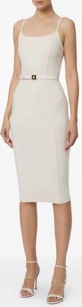 Elisabetta Franchi Womens Belted Sleeveless Dress - Ivory Wool - Size EU 44 (Womens)