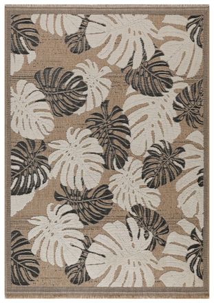 Nazar Rugs Alfombra interior/exterior aspecto yute de hojas negras - 120x170