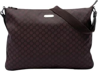 Gucci Pre-owned Nylon Crossbody Bag - Dames - Vintage Schoudertas - Bruin - ONE Size - Nylon - Vintage