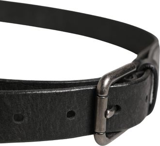 Dolce & Gabbana Men Black Calfskin Leather Metal Buckle Belt Calf