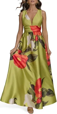 DKNY Floral Print Sleeveless A-Line Dress in Smmr Citro at Nordstrom, Size 10