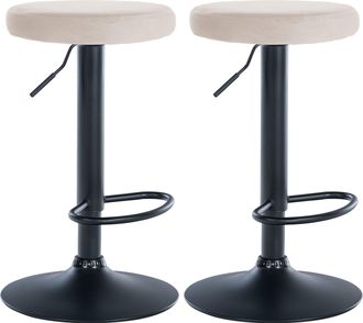 Clp Clp - Set De 2 Taburetes De Bar Ponte En Terciopelo Crema Metal Negro Mate