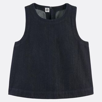 La Redoute Collections Mouwloze denim top, ronde hals