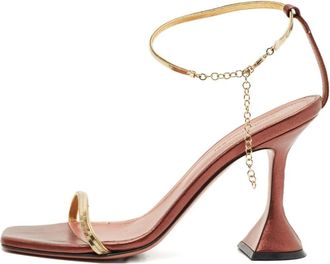 Amina Muaddi Sandali in pelle con tacco Pre-owned 95mm - Giallo