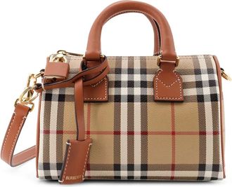 Burberry Tassen, Dames, Bruin, ONE Size, Katoen, Mini Check Handtas