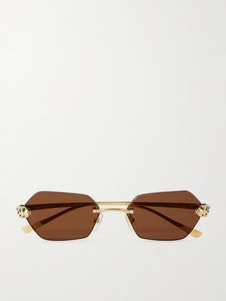 Cartier Occhiali Da Sole In Metallo Dorato Con Montatura Esagonale A Giorno Panth&egrave;re De Cartier - Oro