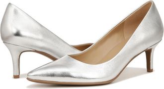 Naturalizer Everly G7645LE021 Pump Womens Silver Leather Kitten Heel ZAP363