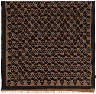 Alexander McQueen SKULL MONOGRAM SCARF Size: OS, colour: CAMEL