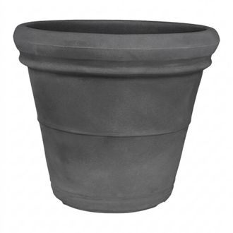 Monacis Jarr&oacute;n Decorativo Cl&aacute;sico Tradicional De &Oslash;40 H32 En Pol&iacute;mero Resistente Color Antracita Para Plantas De Jard&iacute;n Y Terraza - Hecho En Italia - Monacis
