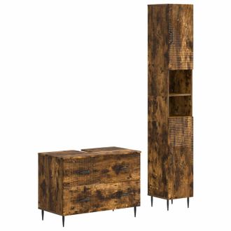 vidaXL Juego De Gabinete De Ba&ntilde;o De 2 Piezas Haarlem Roble Ahumado Vidaxl