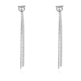 Ferragamo Lange Oorbellen Met Schitterende Kristallen - Dames - Oorbellen - Grijs - ONE Size - Leer - Accessoires