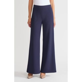 Ming Wang Stretch Deco Crepe Wide-Leg Pants in Indigo at Nordstrom, Size X-Large P