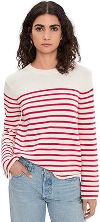 Michael Stars Mikaela Realxed Pullover Womens Sweater Ivory/Lacquer : LG (US 8-10), Cotton/Nylon