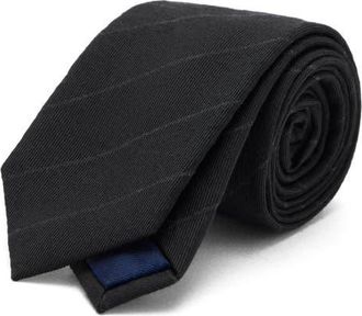 Mango Stripe Wool Blend Tie in Black at Nordstrom