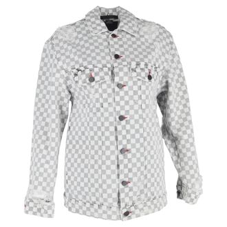 Alexander Wang Alexander Wang Daze denimjack met ruitjesprint in grijs katoen