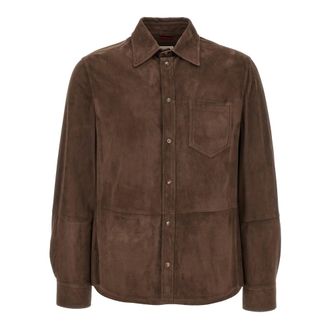 Brunello Cucinelli Suede Overshirt - male - Brunello Cucinelli - Leather Jackets - Brown - L - Jackets