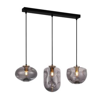 Netlighting Hatella Modern 3 Light Bar Pendant Ceiling Light E27 in Black