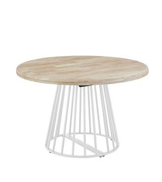 Home Heavenly Mesa de comedor extensible de madera y patas blancas 76x120x120-200 cm