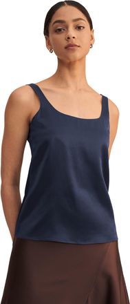 LilySilk U Neck Silk Camisole for Women Sleeveless 22 Momme Basic Vest Soft Tank Top Summer 100% Mulberry Silk XS, Navy Blue