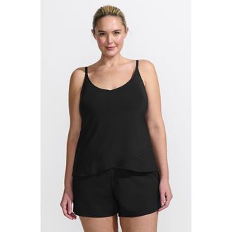 Lands End Plus Size Tulip Romper Swimsuit in Black at Nordstrom, Size 3X