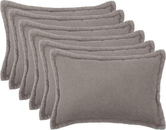 vidaXL Funda De Almohada 6 Pcs Houten Gris Claro 30 X 50 Cm Boucl&eacute; Vidaxl