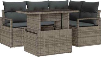 vidaXL Conjunto De Sof&aacute; De Jard&iacute;n 5 Pcs Gris Polirat&aacute;n Vidaxl