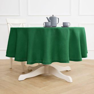 Solino Home Linen Round Tablecloth for Dining Table, Holiday and Everyday Table Decor - Sonoma Hemstitch in Green at Nordstrom, Size Medium