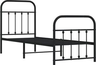vidaXL Estructura cama sin colchón con estribo metal negro 75x190 cm Vidaxl