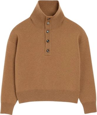 Ami Trui met Hoge Knopenkraag - Heren - Coltruien - Beige - S - Truien & Vesten