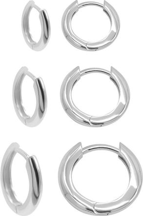 Adornia Set of 3 Huggie Hoop Earrings in Silver at Nordstrom Rack