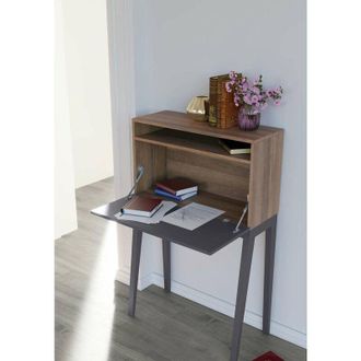 HERDASA Herdasa - Mesa Estudio Para Colgar Mod-630 Acabado Nogal/grafito, 39 X 75 X 117 Cm (fondo X Ancho X Alto)